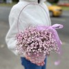 Розовая гипсофила в плетенной корзине